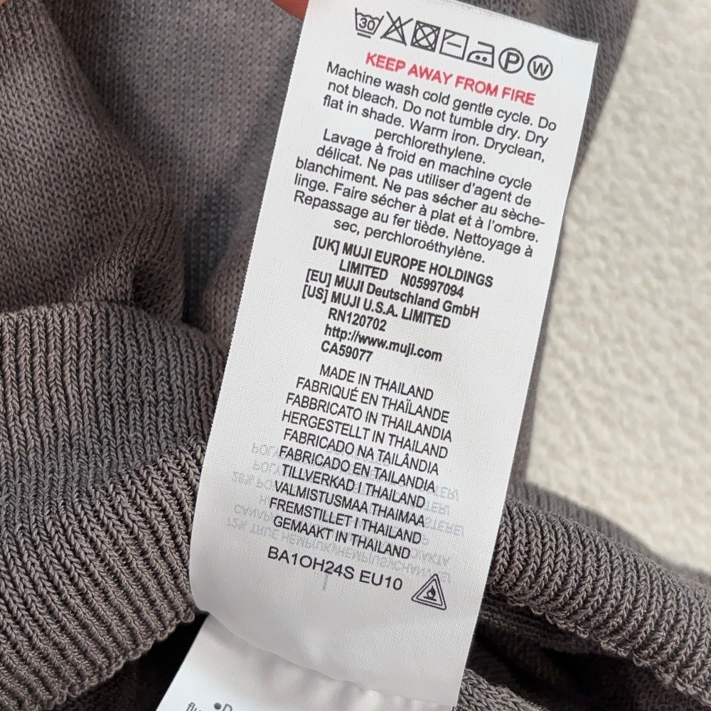 Muji True Hemp Blend Sweater Women's L Gray V-Neck Lightweight BA1OH24S - Picture 14 of 15